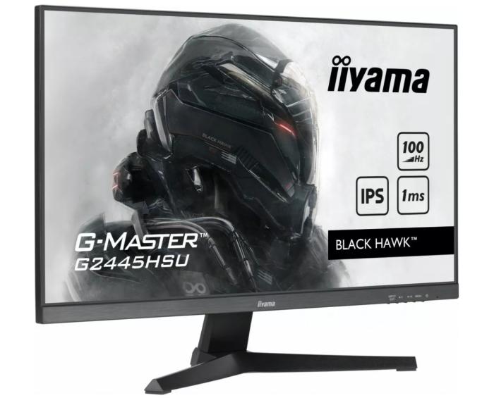 24’’ Iiyama G-Master Black Hawk G2245HSU-B1 (IPS LED, 1920x1080, 250, 1ms, 100Hz) (HDMI, DP, 2xUSB 2.0, Audio) vesa, głośniki (2x2W), czarny