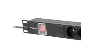 Lanberg Rack 1U PDU PL (2.0m) czarny (5 gniazd) [PDU-05E-0200-IEC-BK]
