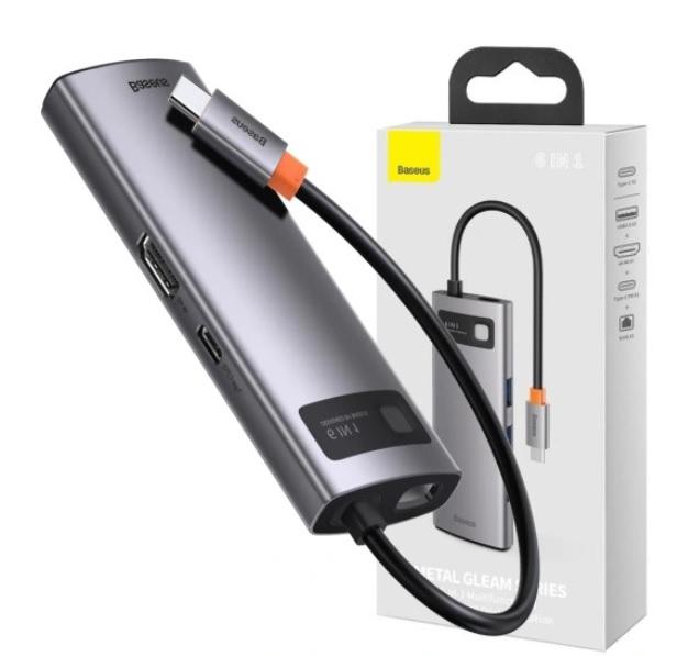Baseus CAHUB-CW0G USB-C (3xUSB 3.2, 1xUSB-C PD 100W, HDMI 1.4 4K, LAN 1GB, BC 1.2)