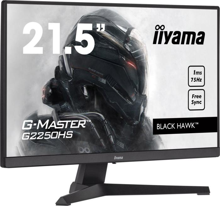 22’’ Iiyama G-Master G2250HS-B1 (VA LED, 1920x1080, 250, 1ms, 75Hz) (HDMI 1.4, DP 1.2) głośniki, czarny
