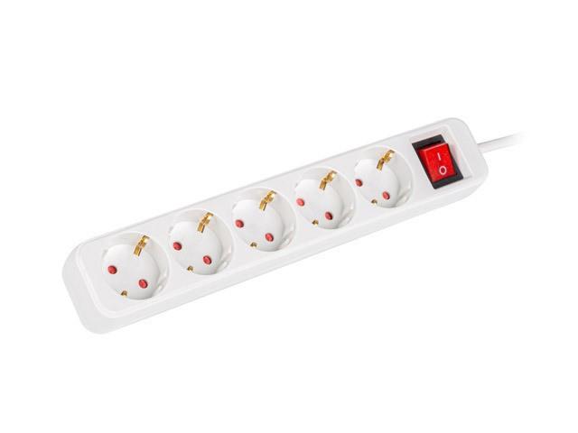 Lanberg PS1 Schuko (1.5m) biały (5 gniazd z wyłącznikiem) [PS1-05F-0150-W]