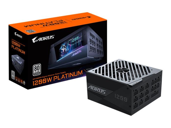 Gigabyte AORUS P1200W (1200W) (1x140mm) Modularny 80+Platinum (CPU 2x4+4) (PCI-E 10x6+2) (6xMolex, 16xSATA) [GP-AP1200PM-EU]