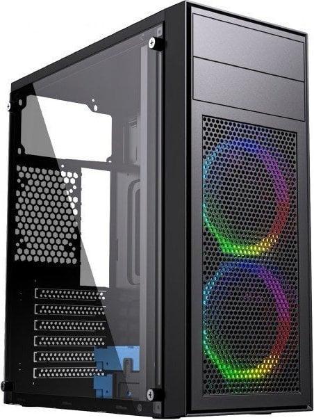 Gembird Fornax M100RGB (czarny) (szkło hartowane) (1x USB 3.0, 2x USB 2.0) (2x2.5, 2x3.5) [CCC-FC-M100RGB]