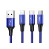 Baseus 3w1 kabel ładowania i transmisji (3A) USB micro, Lightning, USB-C (M) / USB (M) (1.2 m) (niebieski) [CAMLT-SU13]