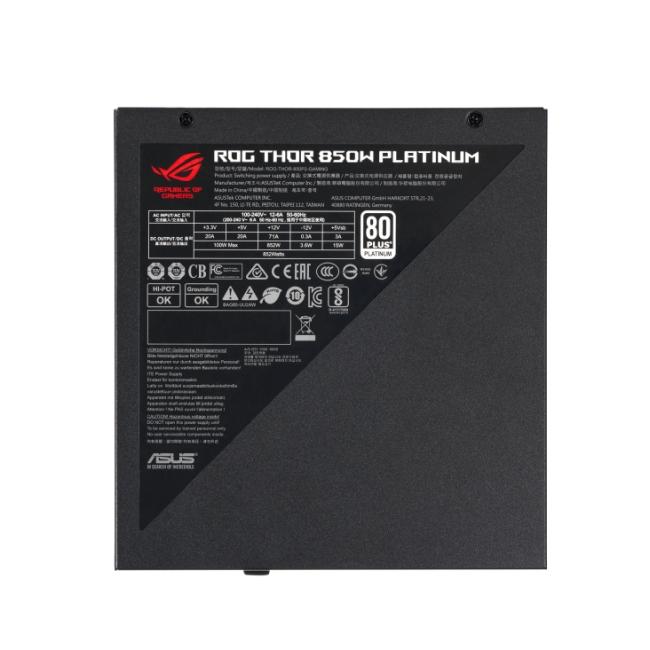 Asus ROG THOR (850W) (1x135mm) Modularny 80+Platinium (CPU 2x4+4) (PCI-E 3x6+2, 1x16) (6xMolex, 10xSATA) [ROG-THOR-850P2-GAMING]