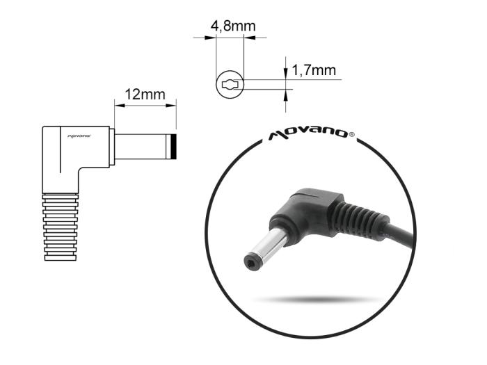 Movano zasilacz do laptopa SONY 10.5V / 1.9A / 20W z wtyczką 4.8x1.7mm [SON10519]