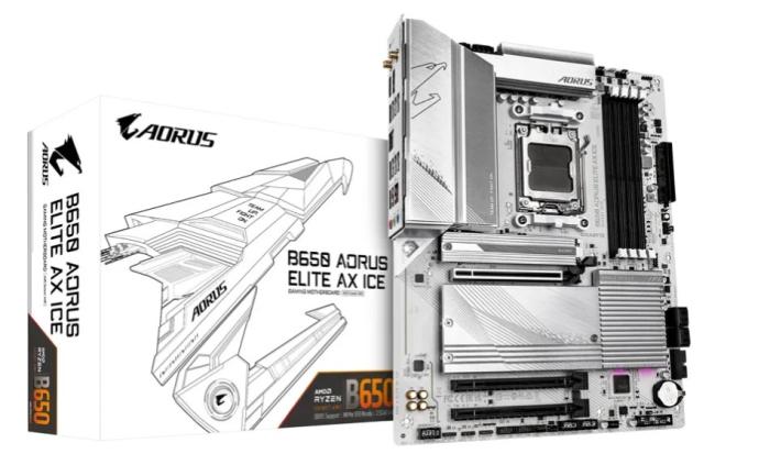 Gigabyte B650 AORUS ELITE AX ICE (AMD B650) [AM5, 4xDDR5 do 8000MHz, (HDMI 2.1, DP 1.4) (3xM.2, 1xPCIe 4.0 x16, 2xPCIe 3.0 x16 (x1) WiFi 6E, BT 5.3, ATX]