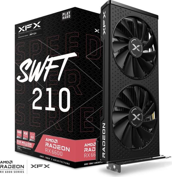 Radeon RX 6600 XFX Core Gaming 8GB GDDR6 BOX [RX-66XL8LFDQ] (1xHDMI 2.1, 3xDP 1.4a) (128-bit, PCI-E 4.0)