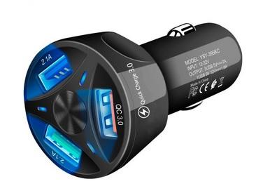 Tkey Ładowarka samochodowa QuickCharge 3.0 (QC 3.0) LED (12-32V) (9V/12V 1.8A, 5V 7A) 48W 3xUSB [ADP-369]