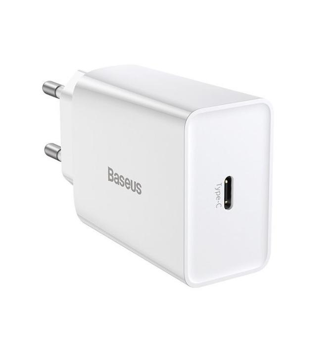 Baseus Quick Charge uniwersalna ładowarka (zasilacz) sieciowa 230V / 1xUSB-C (max. 5V 3A 20W) (biały) [CCFS-SN02]