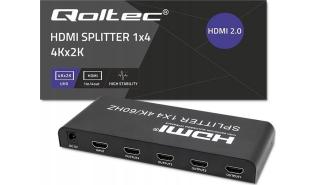 Splitter Qoltec HDMI 2.0 4K / 4xHDMI 4K@60Hz 4-porty [51799]