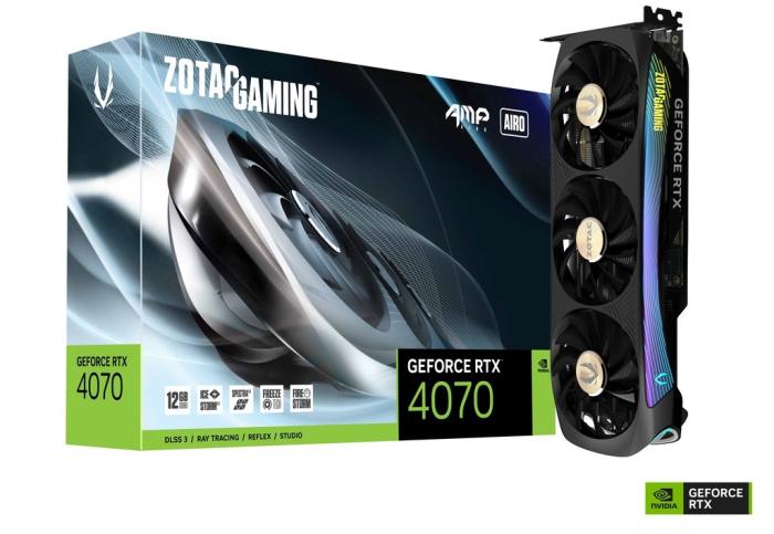 GeForce PCI-E RTX4070 Zotac 12GB GDDR6X AMP Airo [ZT-D40700F-10P]  (1xHDMI 2.1a, 3xDP 1.4a) (192-bit, PCI-E 4.0)