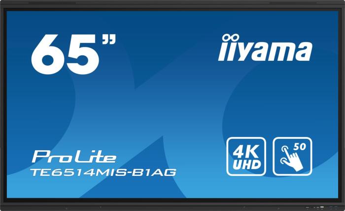 65’’ Iiyama TE6514MIS-B1AG X (VA LED, 3840x2160, 400, 6.5ms, 60Hz) (5xHDMI, 1xDP 1.2, 1xUSB-C 3.0/DP 1.2 PD100W, 1xUSB-C 3.0/DP 1.2 PD15W) głośniki (2x18W), czarny