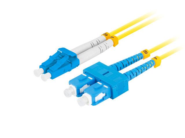 Lanberg patchcord światłowód SM SC/UPC-LC/UPC DUPLEX 3mm LSZH G657A1 żółty (2m) [FO-SULU-SD11-0020-YE]