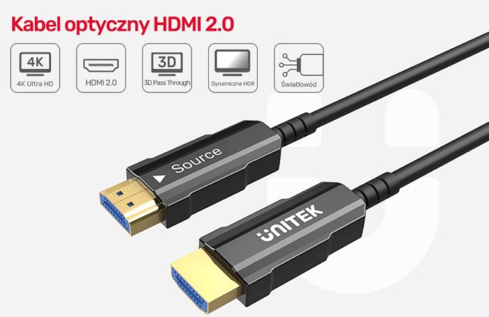 Unitek Kabel optyczny HDMI 2.0 AOC 4K 60Hz (25m) [C11072BK-25M]