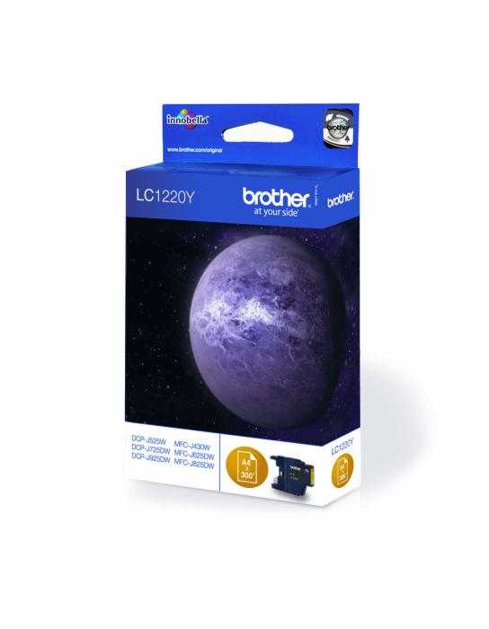 LC1220Y - yellow, oryginalny wkład z atramentem Brother, 300 stron (DCP-J725DW, J525DW, J925DW, J525W, MFC-J430W, J825DW, J625DW)