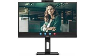 (24) 23.8 AOC 24P3QW (IPS LED, 1920x1080, 300, 4ms, 75Hz) (HDMI 1.4, DP 1.2, VGA, 4xUSB 3.2) pivot, głośniki, kamera, czarny