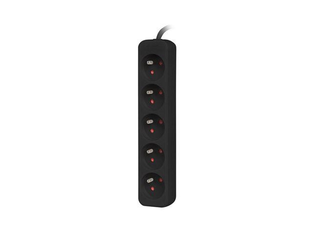 Lanberg PS0 PL do UPS (1.5m) czarny (5 gniazd bez wyłącznika) [PS0-05E-0100-IEC-BK]