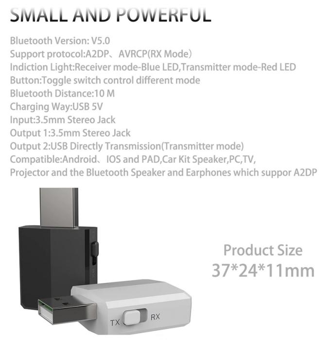 Bluetooth v5.0 Wireless audio ZF-169 Plus odbiornik / nadajnik USB [ZN0198]