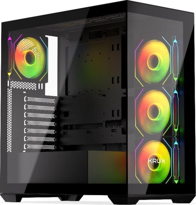 Krux Exo (szkło hartowane) (4x120 mm ARGB) (1xUSB 2.0, 1xUSB 3.2 Gen1, 1xUSB-C) (2x2.5, 2x3.5) [KRXD004]