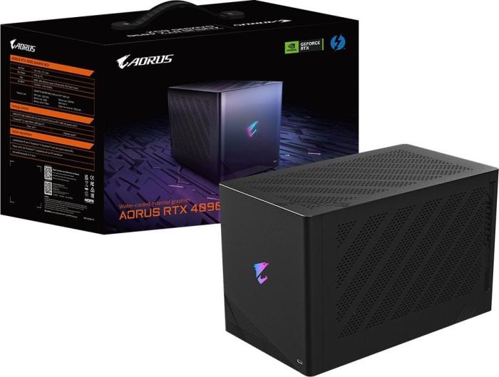 GeForce PCI-E RTX4090 Gigabyte 24GB GDDR6X Aorus Gaming BOX (zewnętrzna) [GV-N4090IXEB-24GD] (1xHDMI 2.1, 3xDP 1.4a) (384-bit, PCI-E 4.0)