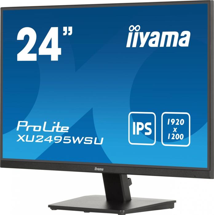 24.1 (24) Iiyama ProLite XU2495WSU-B7 (IPS LED, 1920x1200, 300, 4ms, sRGB 99%, 100Hz) (HDMI 1.4, DP 1.2, Audio, 3xUSB-A 3.2 Gen1, 1xUSB-C 5Gbps 15W) głośniki (2x2W), czarny