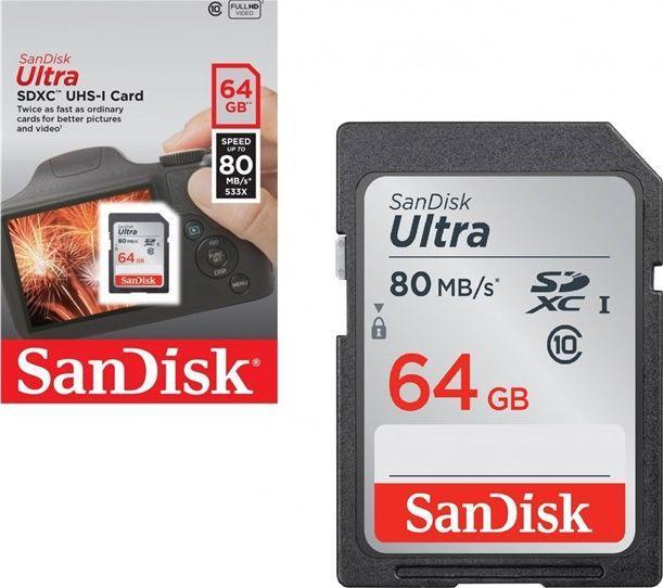 Secure Digital 64GB Sandisk SDXC Ultra Class 10 UHS-I (120MB/s) [SDSDUN4-064G-GN6IN]