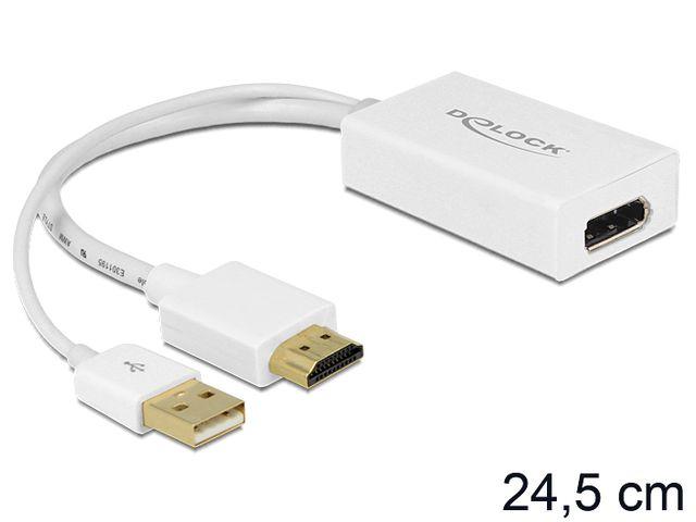 Delock adapter HDMI (M) / DisplayPort (F) + zasilanie USB (24cm) [62496]