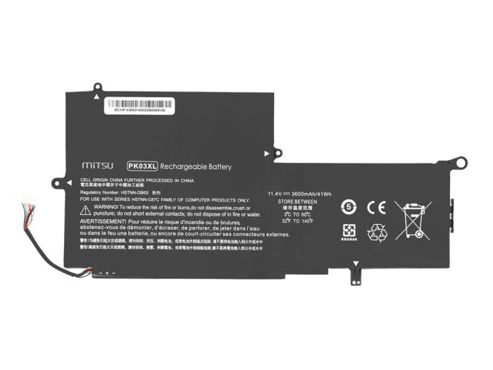 Mitsu bateria HP Envy x360 13, Spectre Pro x360 G1 11.4V, 3600mAh (41Wh) 3 ogniwa [BC/HP-X360G1]