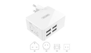 Unitek Ładowarka sieciowa 4xUSB (EU/US/UK/AU) 2.4A/24W [Y-PW10001]