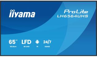 (65) 64.5 Iiyama ProLite LH6564UHS-B1AG (VA 4k, 3840x2160, 500, 6.5ms, 60Hz) (2xHDMI 2.0, 2xUSB-A 2.0, 1xUSB-c 3.2 z DP i PD 15W, audio, RJ-45) głośniki, czarny