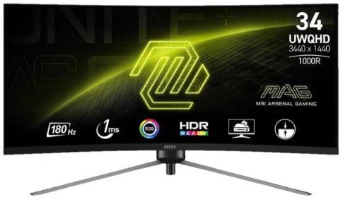 34’’ MSI MAG 345CQR (VA LED zakrzywiony 1000R, 3440x1440, 300, 1ms, 180Hz) (2xHDMI 2.0, DP 1.4, Audio) pivot, czarny