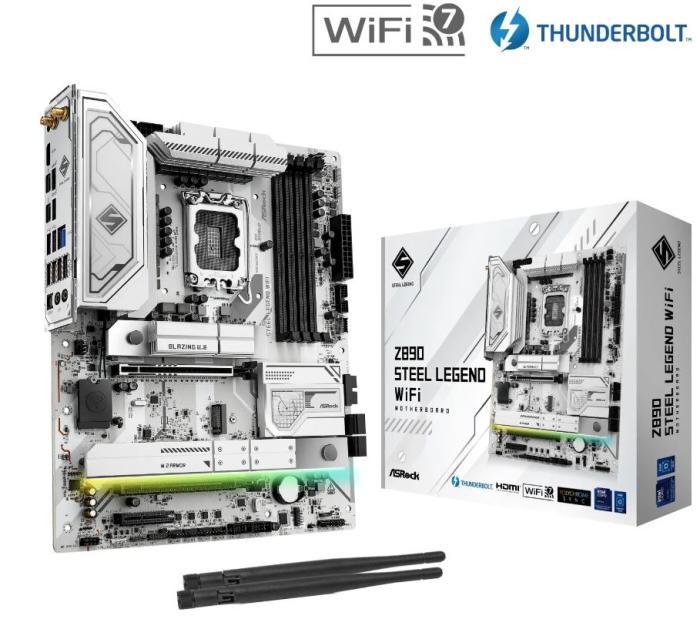 Asrock Z890 Steel Legend WiFi [S1851, 4xDDR5 do 9466MHz, (HDMI 2.1) (4xM.2, 1xPCIe 5.0 x16, 1xPCIe 4.0 x16 (x4), 1xPCIe x4), WiFi7, BT 5.4, ATX]