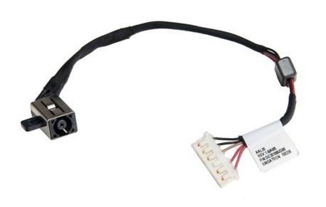 Gniazdo zasilania z kablem do wtyczki 4.5x3.0mm do notebooków Dell Inspiron 15-5000 P51F 5451 5455 5458 5555 5558 5559 5755 5758 5759 / Vostro 3558 3559 / 6Pin dł. 125mm [DC30100UD00 KD4T9 0KD4T9]