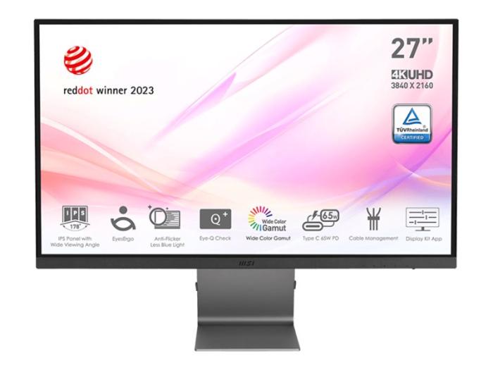 27’’ MSI Modern MD271UL (IPS 4K, 3840x2160, 300, 1ms, 60Hz) (2xHDMI 2.0b, DP 1.2a, D-SUB, USB-C, Audio) głośniki, czarny