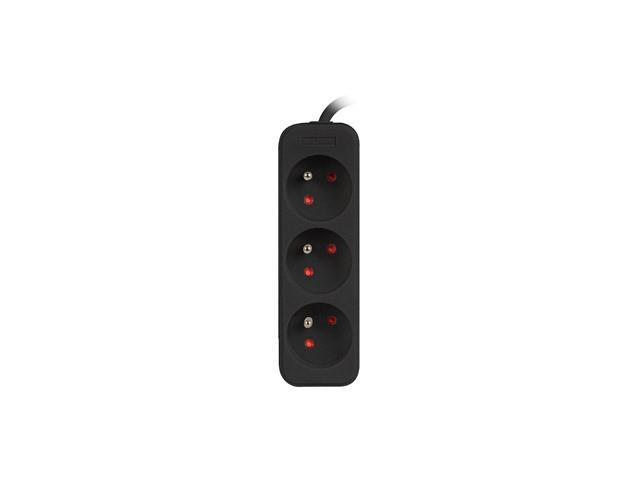 Lanberg PS0 PL (3.0m) czarny (3 gniazda bez wyłącznika) [PS0-03E-0300-BK]