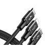 Baseus 3w1 kabel ładowania i transmisji (3A) USB micro, Lightning, USB-C (M) / USB (M) (1.2 m) (czarny) [CAMLT-SU01]