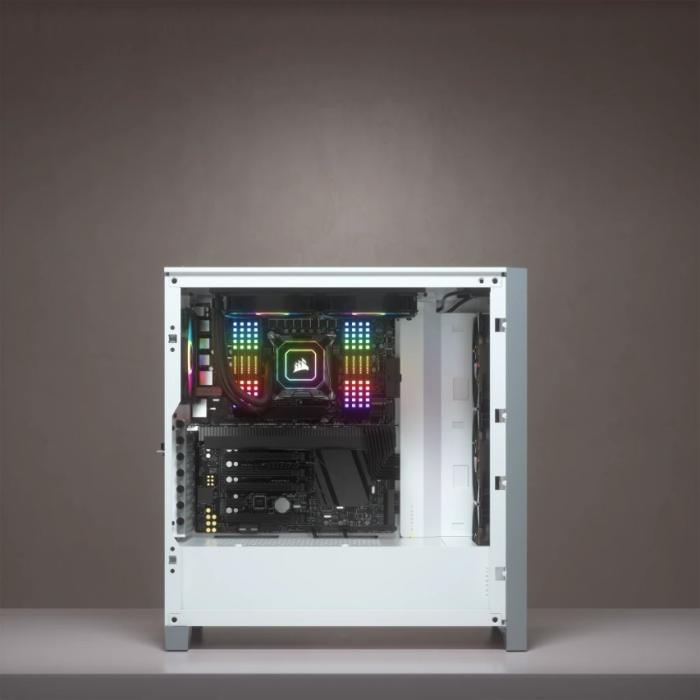 Corsair iCUE 4000X RGB TG Mid Tower (biały) (szkło hartowane) (1x USB 3.0, 1x USB-C 3.1) [CC-9011205-WW]