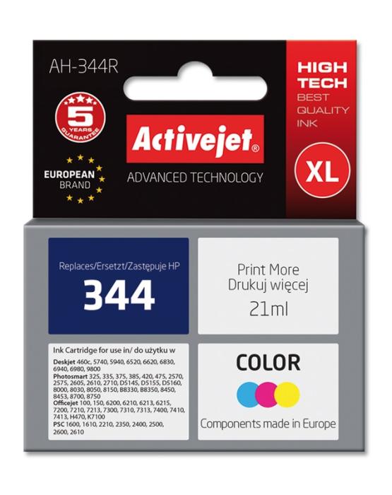 AH-344R (AH-363) - kolor, wkład z atramentem ActiveJet, 21 ml, zamiennik C9363EE (HP Deskjet 460c, 5740, 6620, 9800, Officejet 100, 6200, 7200, H470, PSC 1600, 2210, Photosmart 2570, 325, D5145)