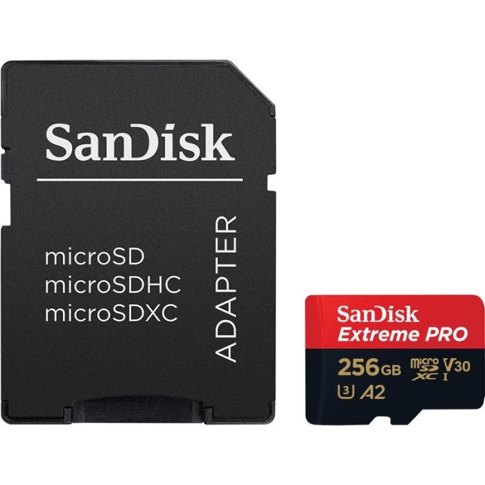 Secure Digital 256GB Sandisk Micro SDXC Extreme Pro UHS-I U3 A2 C10 V30 + adapter (170/90MB/s) [SDSQXCZ-256G-GN6MA]