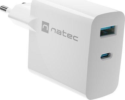 Ładowarka sieciowa Natec Ribera GaN 45W Quick Charge 3.0 1xUSB-C/1xUSB-A (5V-20V/3A/45W) (biały) [NUC-2142]