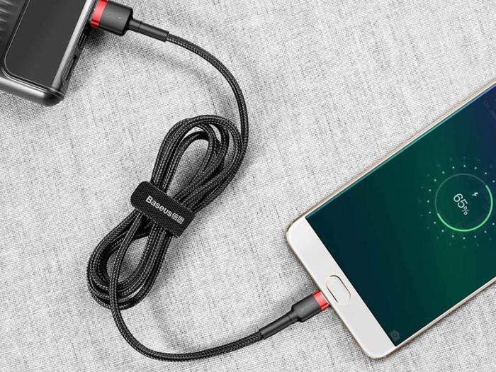 Baseus kabel szybkiego ładowania i transmisji (Quick Charge 3.0 2.4A) USB micro (M) / USB (M) (1.0 m) (czarno-czerwony) [CAMKLF-B91]