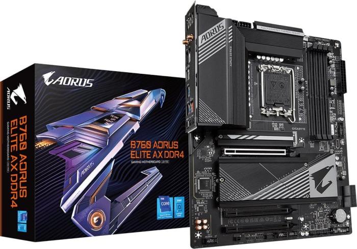 Gigabyte B760 AORUS ELITE AX DDR4 (Intel B760) [S1700, 4xDDR4 do 5333MHz, (HDMI 2.0, DP 1.2) (3xM.2, 1xPCIe 4.0 x16, 2xPCIe 3.0 x1), WiFi 6E, ATX]