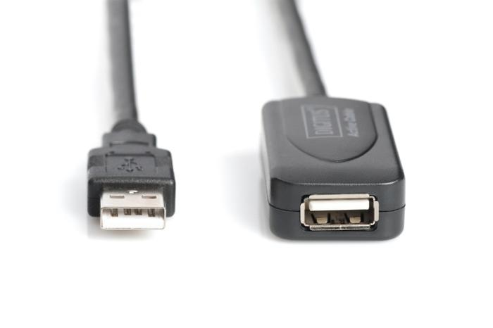 Digitus Repeater USB (przedłużacz aktywny) (25.0 m) USB (AM) / USB (AF) USB 2.0 czarny [DA-73103]