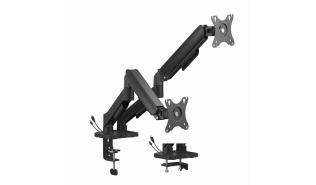 Uchwyt biurkowy na 2 monitory Gembird 17-32 9kg + porty USB-A i USB-C 3.2 Gen1 5Gb (czarny) [MA-DA2U-01]