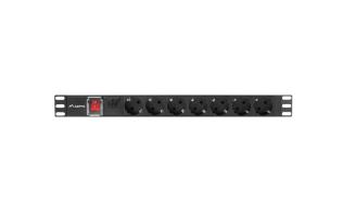 Lanber Rack 1U PDU Schuko do UPS 16A (2.0m) czarny (7 gniazd) [PDU-07F-0200-BK]