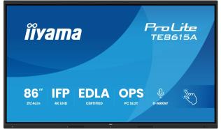 (86) 85.6 Iiyama ProLite TE8615A-B1AG (IPS, 3840x2160, 550, 8ms, 80Hz) (2 x HDMI 2.0 / 1 x DisplayPort 1.2) głośniki