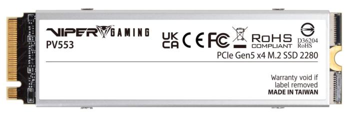 Patriot Viper PV553 2TB SSD M.2 2280 PCIe Gen5x4 NVMe TLC 1400k IOPs (12400/11800MB/s) [PV553P2TBM28H]