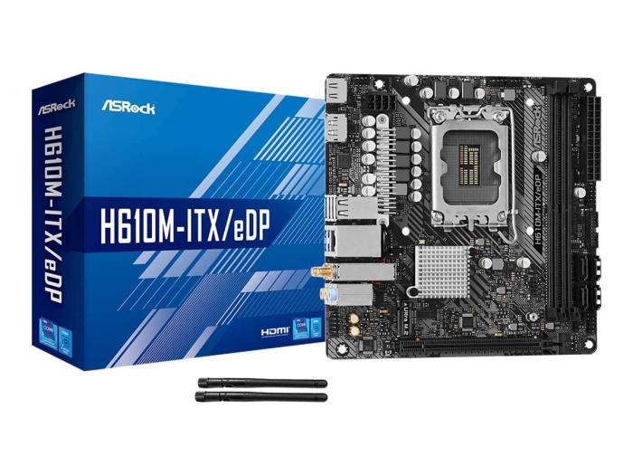 Asrock H610M-ITX/EDP (Intel H610) [S1700, 2xDDR4 do 3200MHz, (HDMI 2.1, DP 1.4) (1xM.2, 1xPCIe 4.0 x16), WiFi 5, BT 5.1, mini ITX]