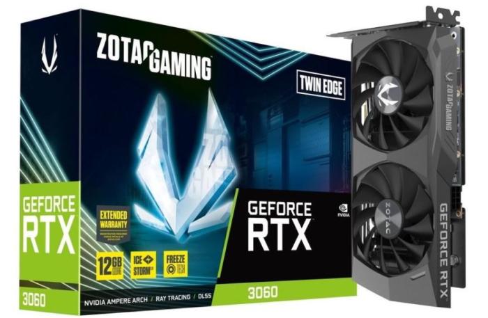 GeForce PCI-E RTX3060 Zotac 12GB GDDR6 Twin Edge [ZT-A30600E-10M] (HDMI 2.1, 3xDP 1.4a) (192-bit, PCI-E 4.0)